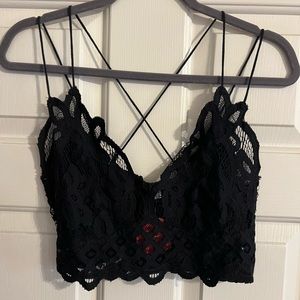 Free People NWT Black Lace Bralette Size Large